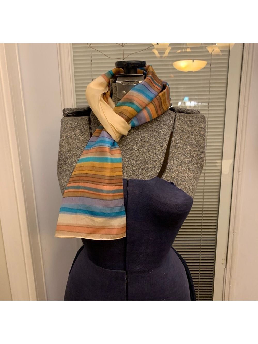Women's Laurie Campbell Striped silk Scarf One Size Multi-color